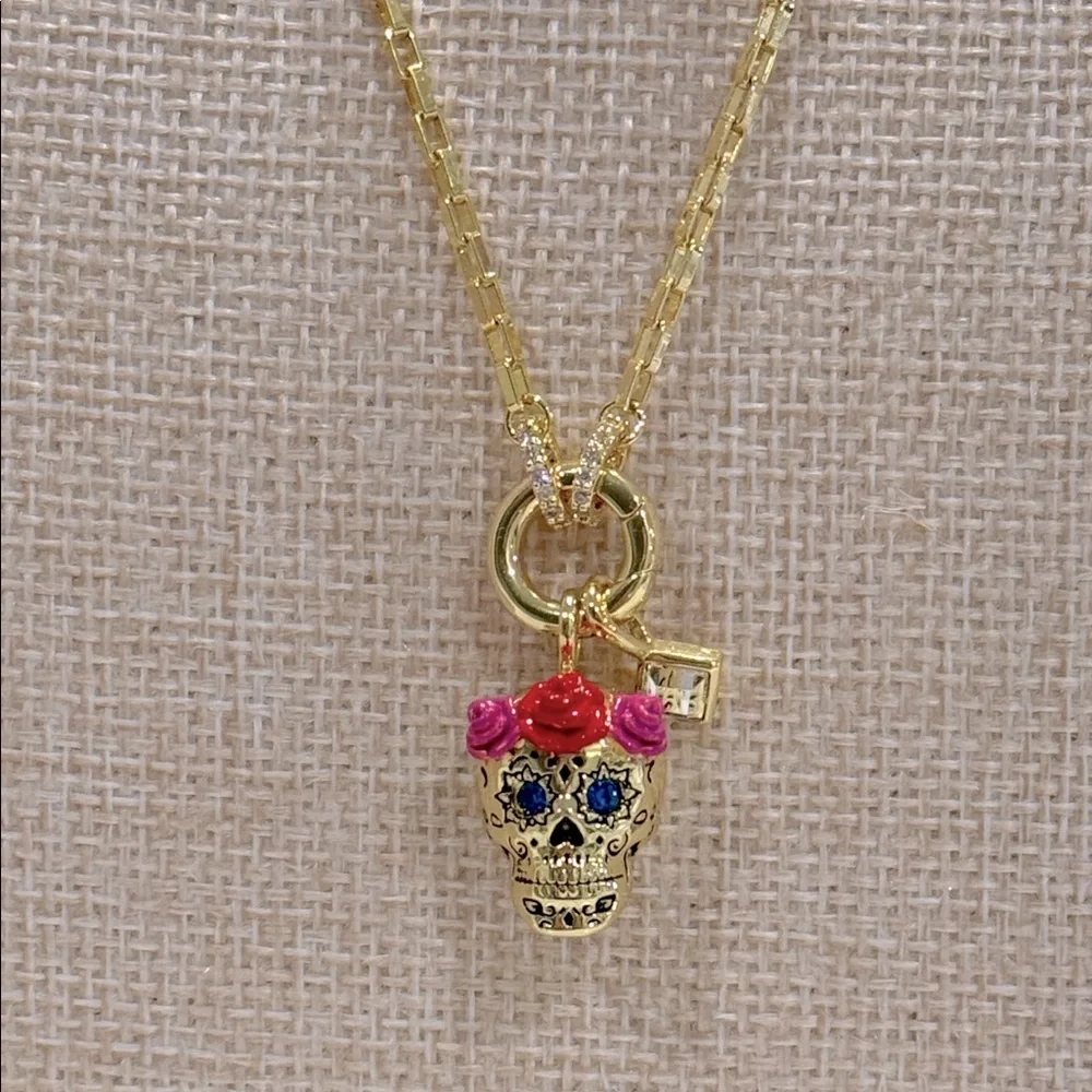 Alex and Ani Calavera Sugar Skull Gold Necklace - Picture 4 of 10